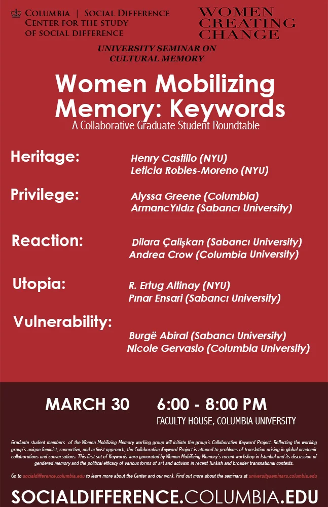 Women Mobilizing Memory: Keywords, a Collaborative Graduate Student Roundtable