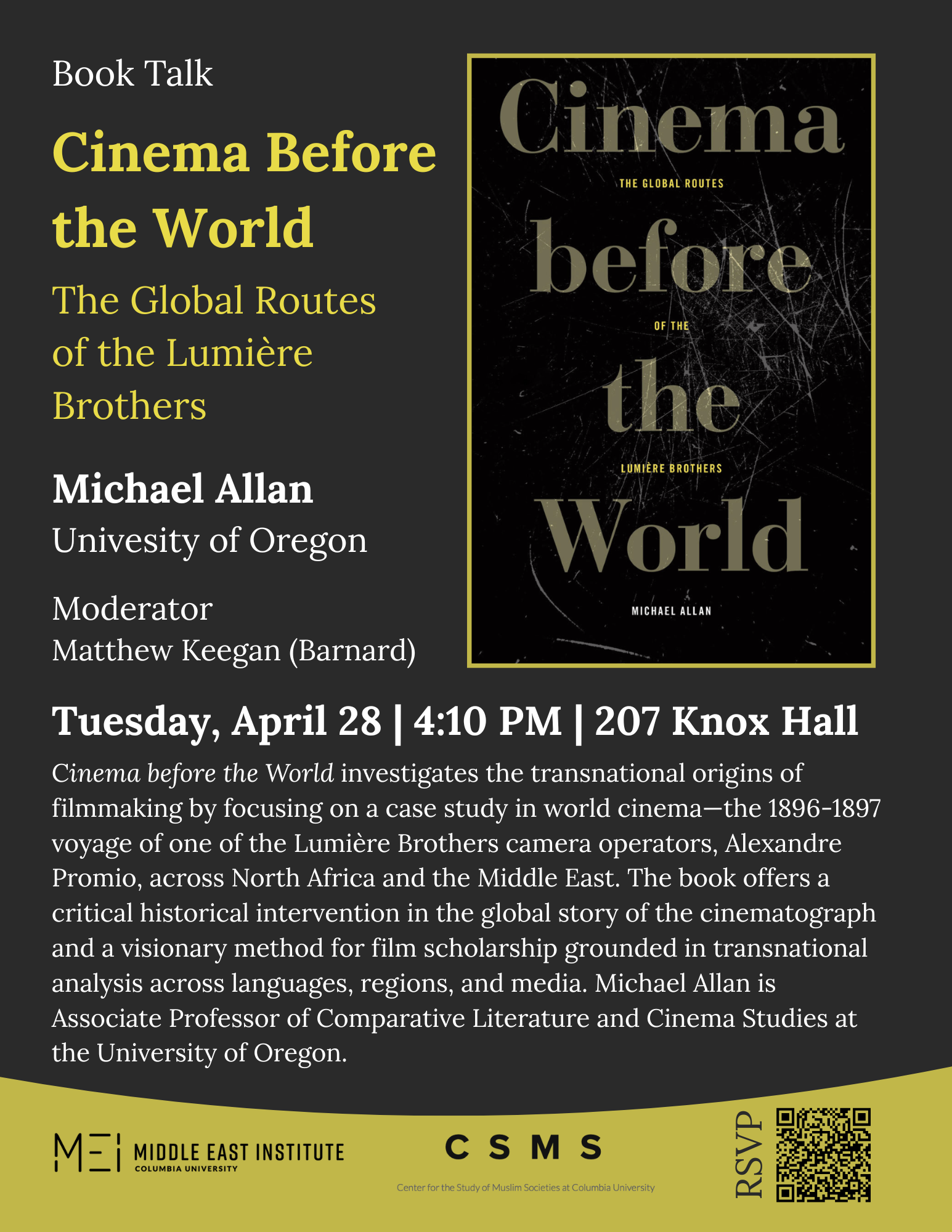 Book Talk - "Cinema Before the World: The Global Routes of the Lumière Brothers"