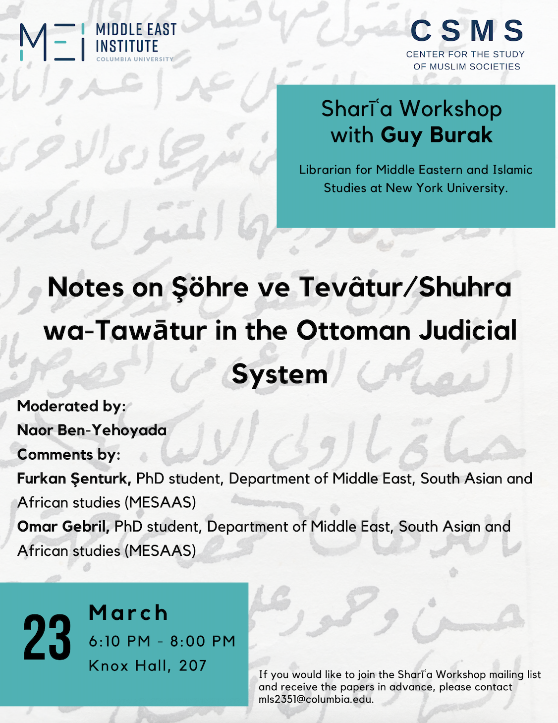 Sharia Workshop | Notes on Şöhre ve Tevâtur/Shuhra wa-Tawātur in the Ottoman Judicial System