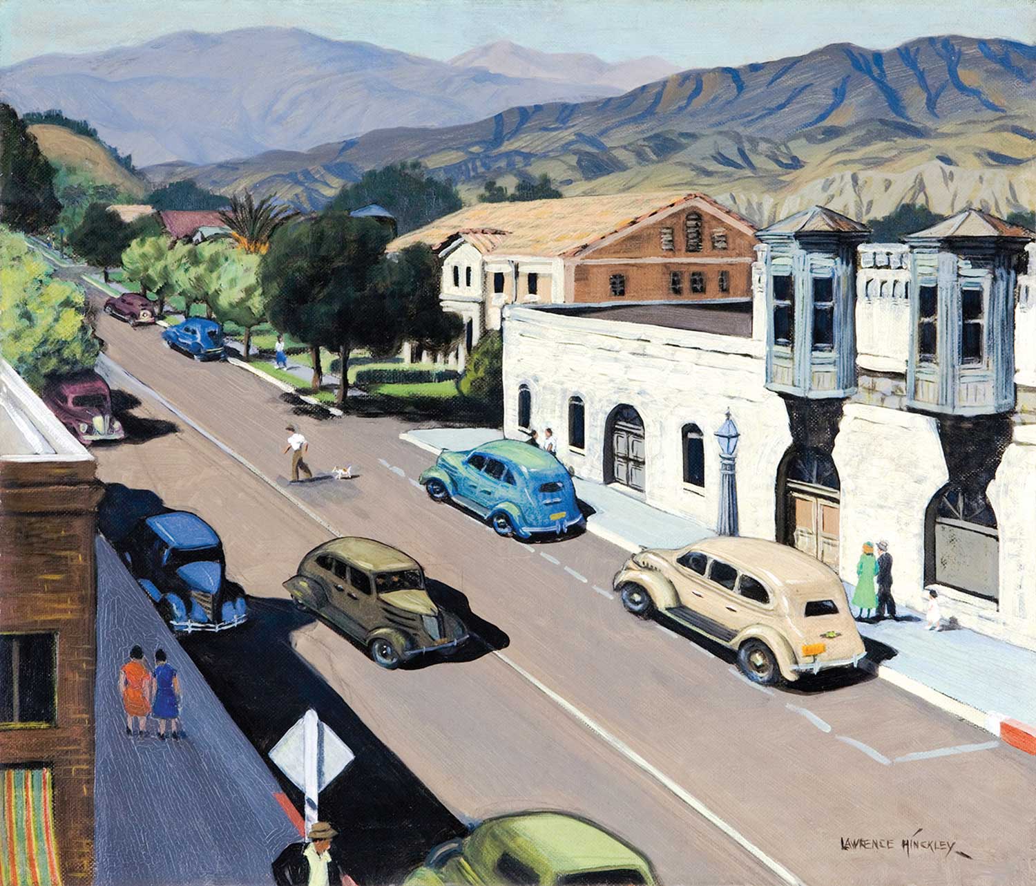  Lawrence Hinckley's 1937 painting entitled "10th and Main Street" gives a glimpse of the Mediterranean Revival style building. 