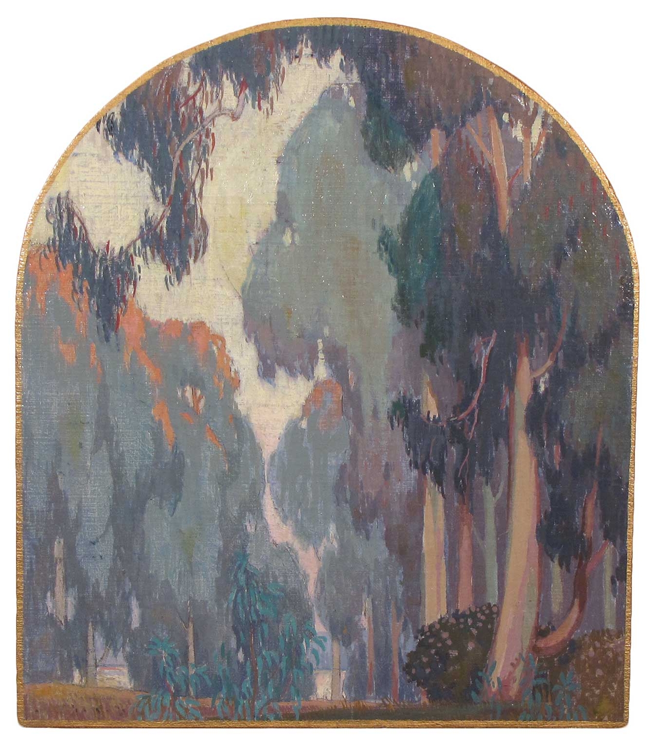 "Study for Harold B. Skillin Mortuary Mural" by Cornelis and Jessie Arms Botke, 1933, oil on board, 14 x 12.5 inches, Gift of Joanna and Randy Axell.
