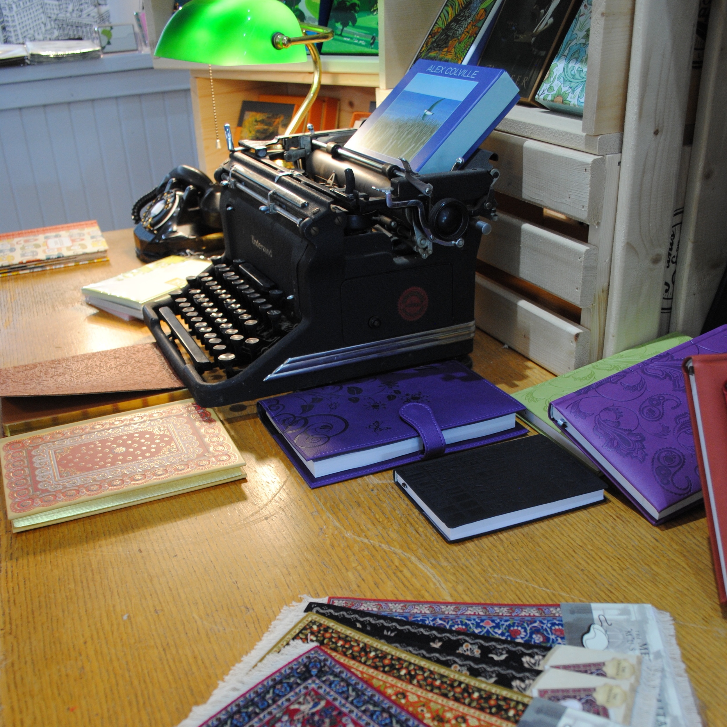 Stationary desk at The Prints and the Paper in Edmonton on 124 street