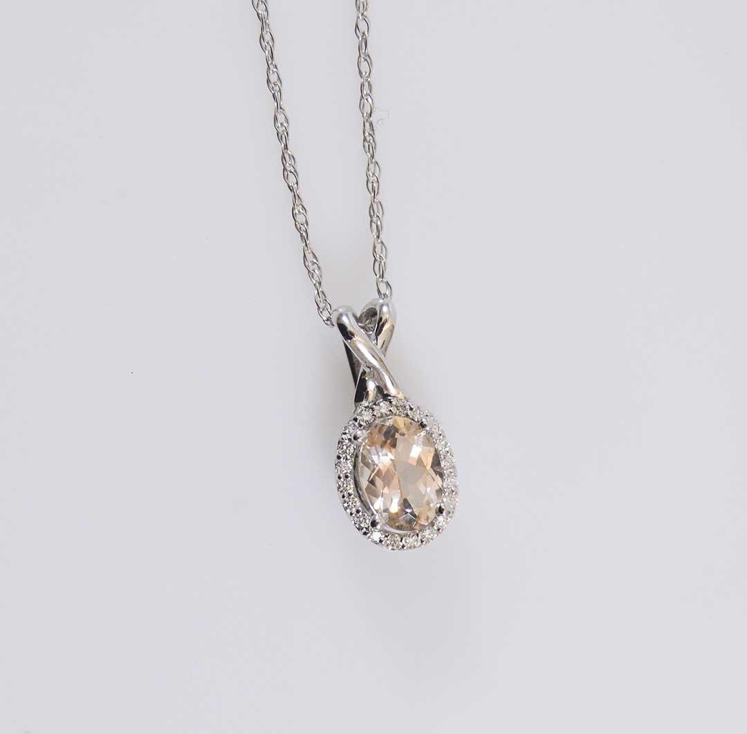 morganite oval necklace $795(30%YT) 14KW .08TDW 230-002325.jpg