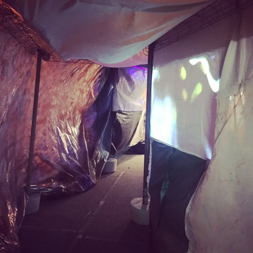 Slushbox , tunnel made from salvaged fabrics, Neil Aldum, Erin Coates and Simone Johnston. Photography: Yvonne Doherty