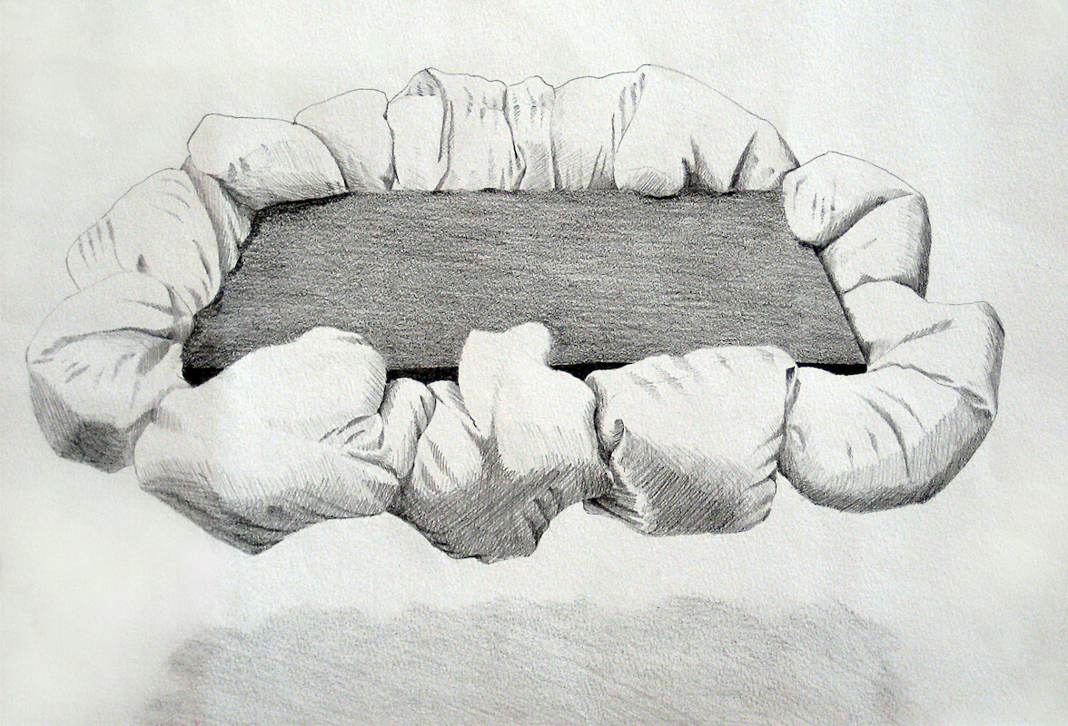 Study for Immoveable Object 2010, pencil on paper, 27 x 39 cm