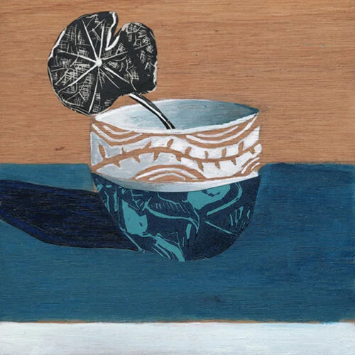 Nasturtium and blue bowl