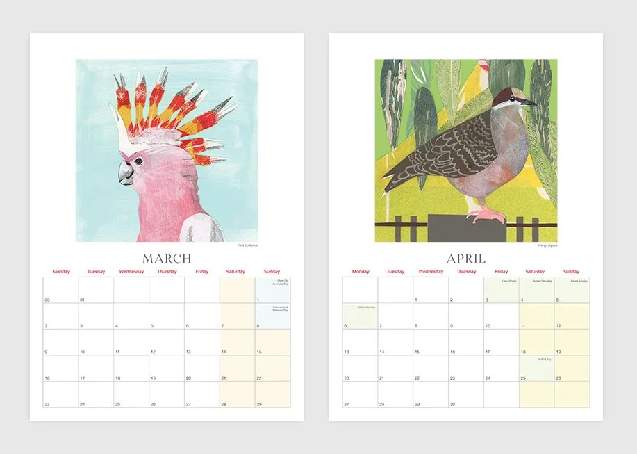 2026 australian bird calendar fiona roderick March April