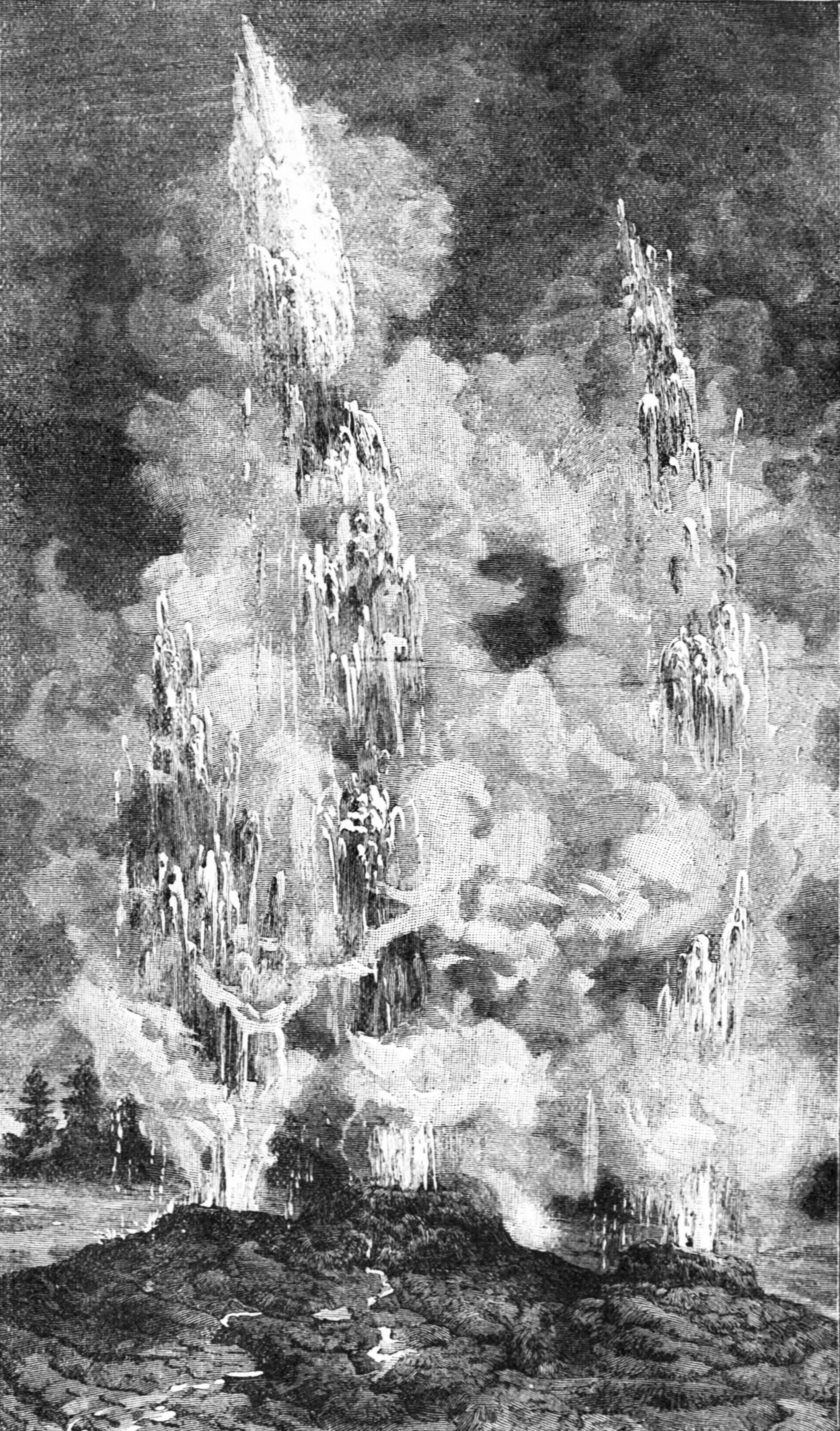 Fig. 6.—Eruption of the Union Geyser in the Yellowstone National Park, August, 1878.