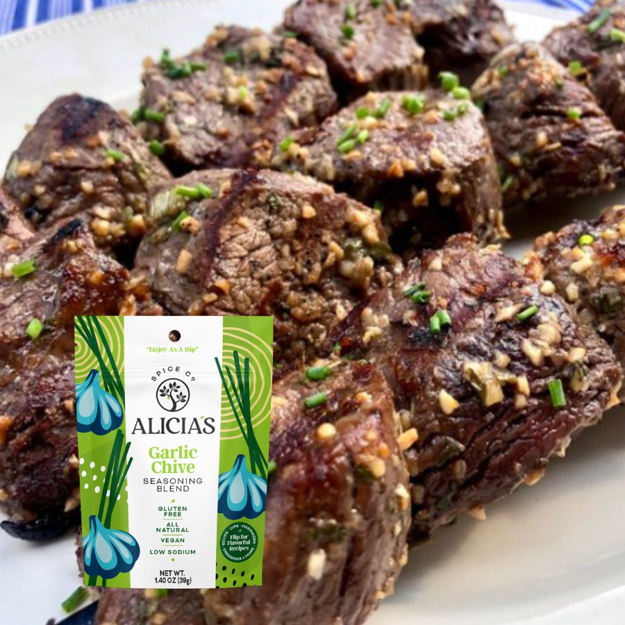 GARLIC CHIVE MARINATED STEAK TIPS - CLICK IMAGE FOR RECIPE