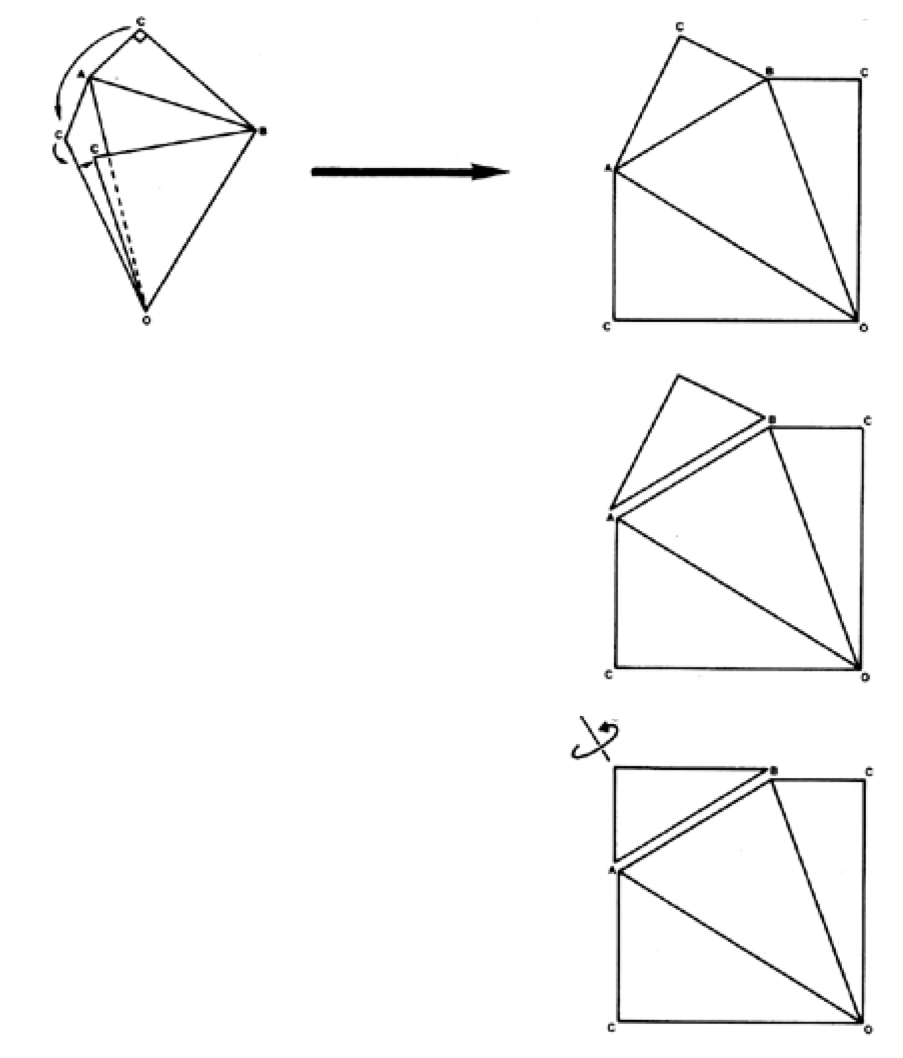 986.515 (Modified from R. Buckminster Fuller Synergetics (1997)) - Unfolding of the T-Quanta Module