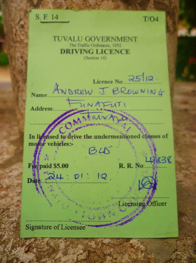 It's official, I am now a Tuvaluan bus driver...