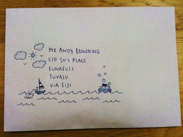 The second superhero letter before leaving London for its South Pacific mission...