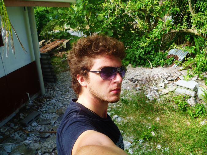 Posing with my Tuvaluan curls taking shape...