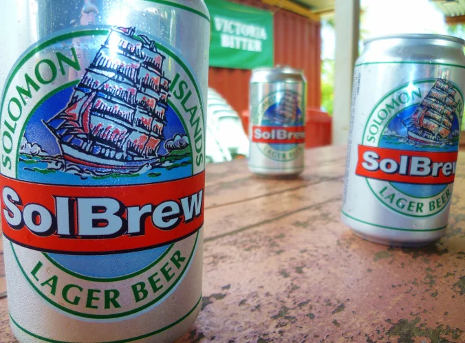 Pre-Drinks Tuvalu style...drinking beer from the Solomon Islands...