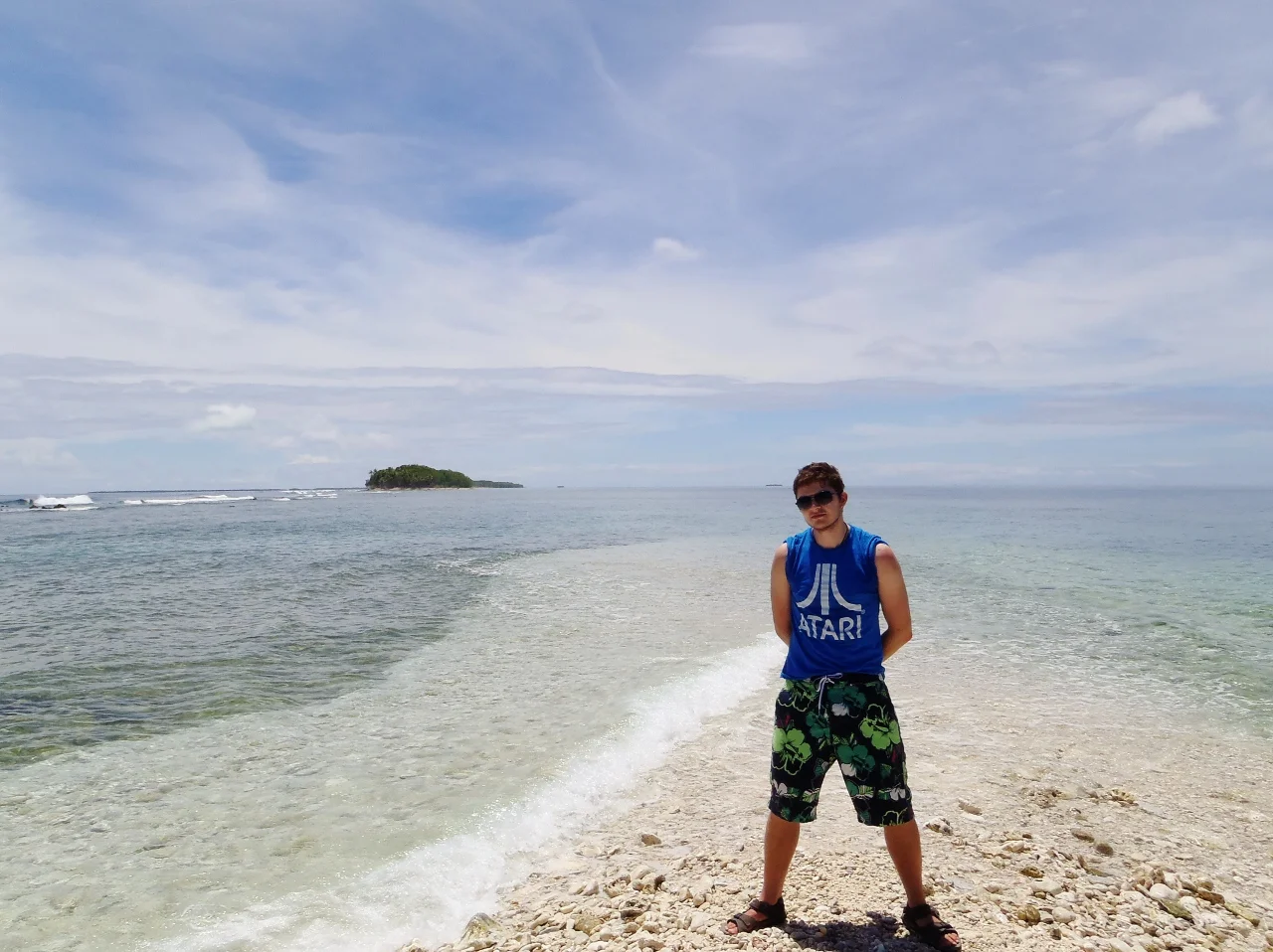 Posing at the South end of Funafuti...
