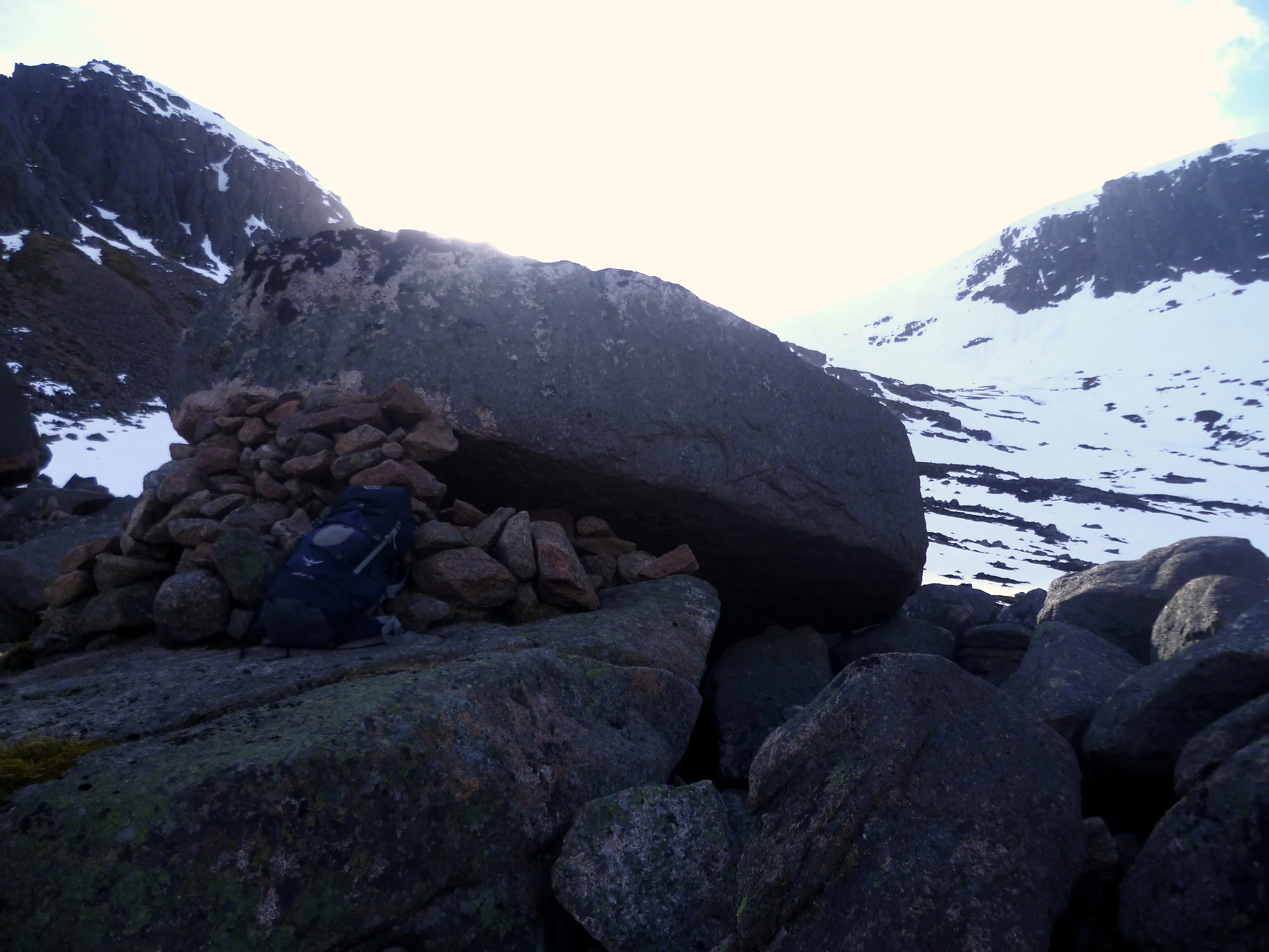 Not all wild camping spots are immediately obvious, but this little crawl space under these rocks made for some excellent protection from the inclement Scottish weather…