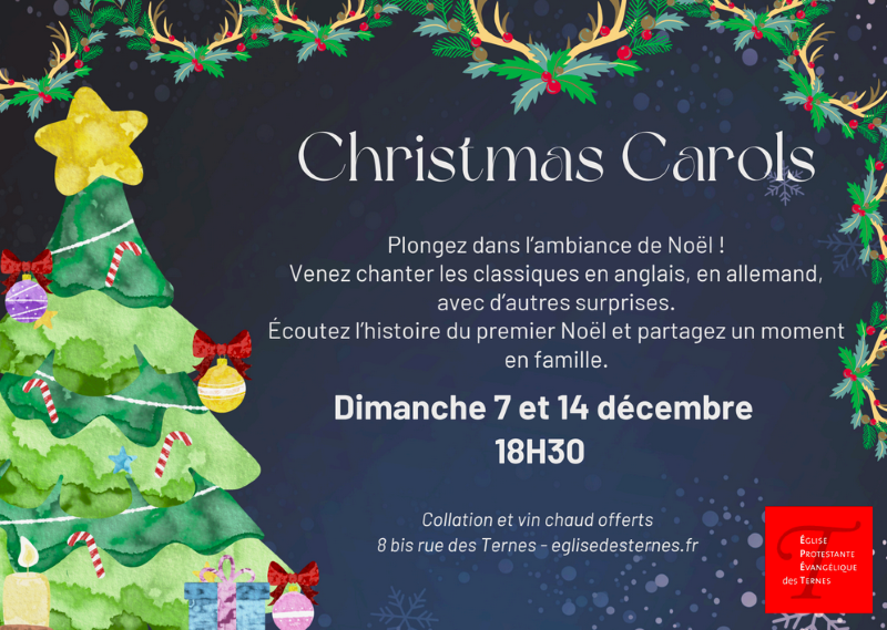 Invitation Noël Christmas Carols 7 et 14 décembre 2025