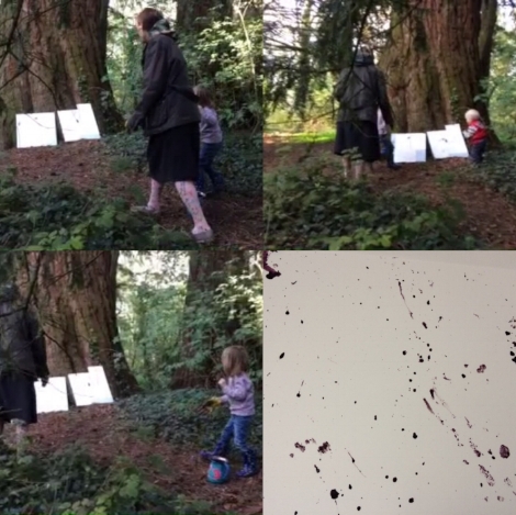 Culminating in a performative excercise in ink covered Pine Cone flinging underneith the giant Redwood tree in Fordham ornamental wood.