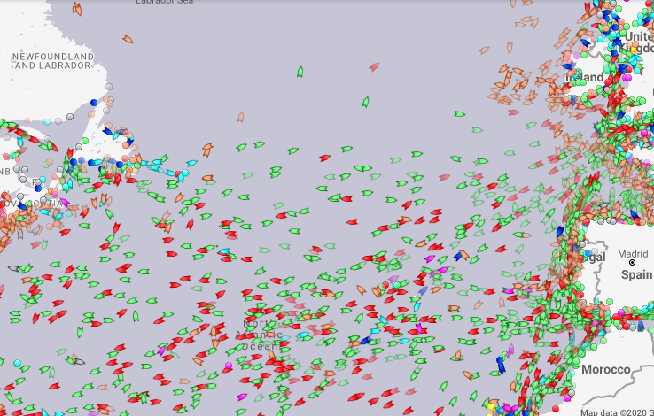 Screen still from https://www.marinetraffic.com/ LIVE MAP - Accessed 27.2.20