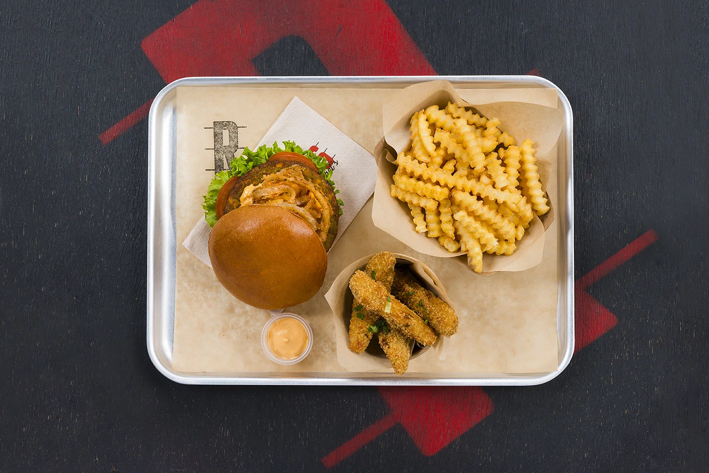 Sweet Potato Falafel Burger + Fried PIckles + Crinkle-Cut Fries (2).jpg