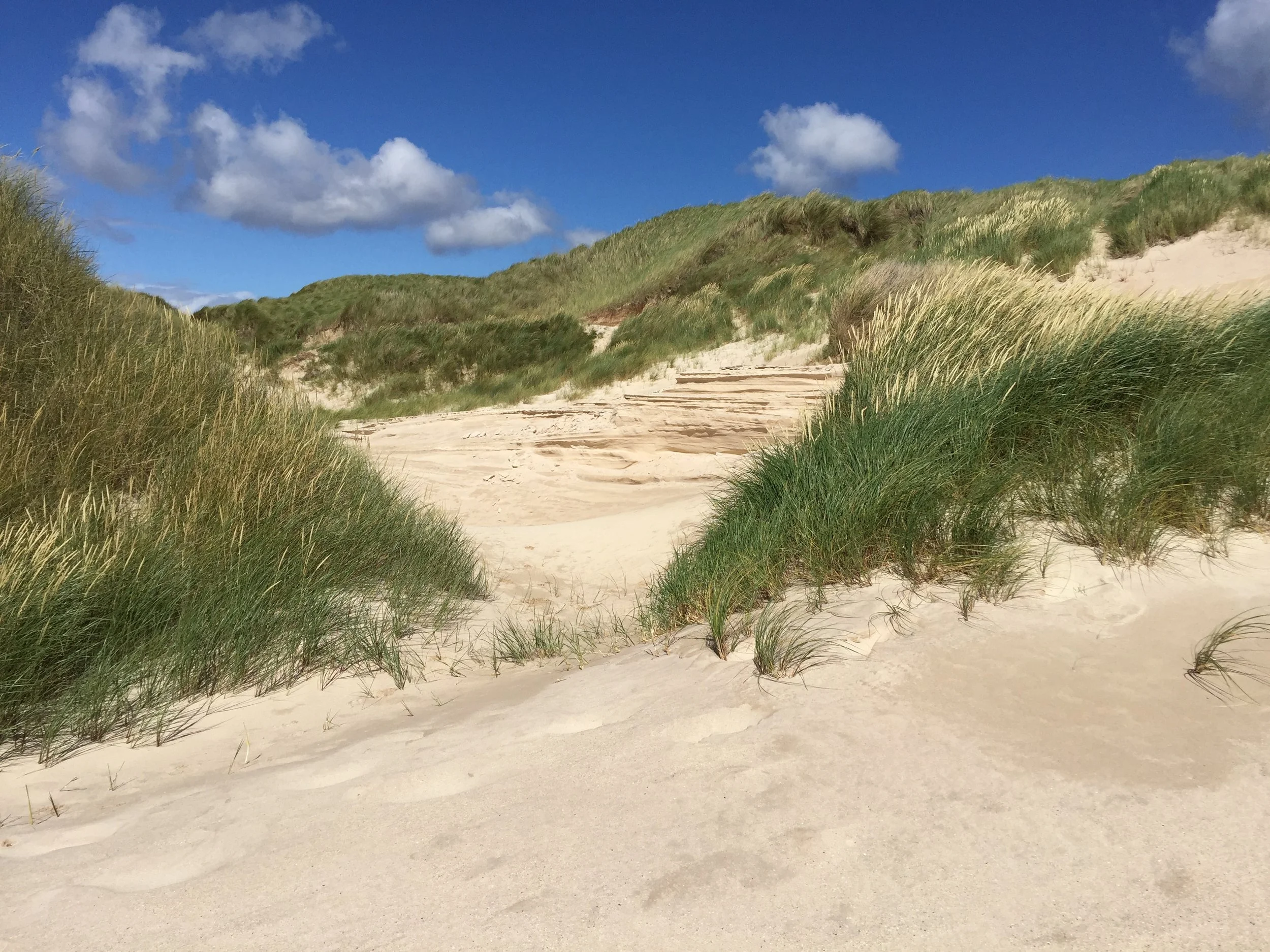 Walking through the dunes at Balnakeil beach