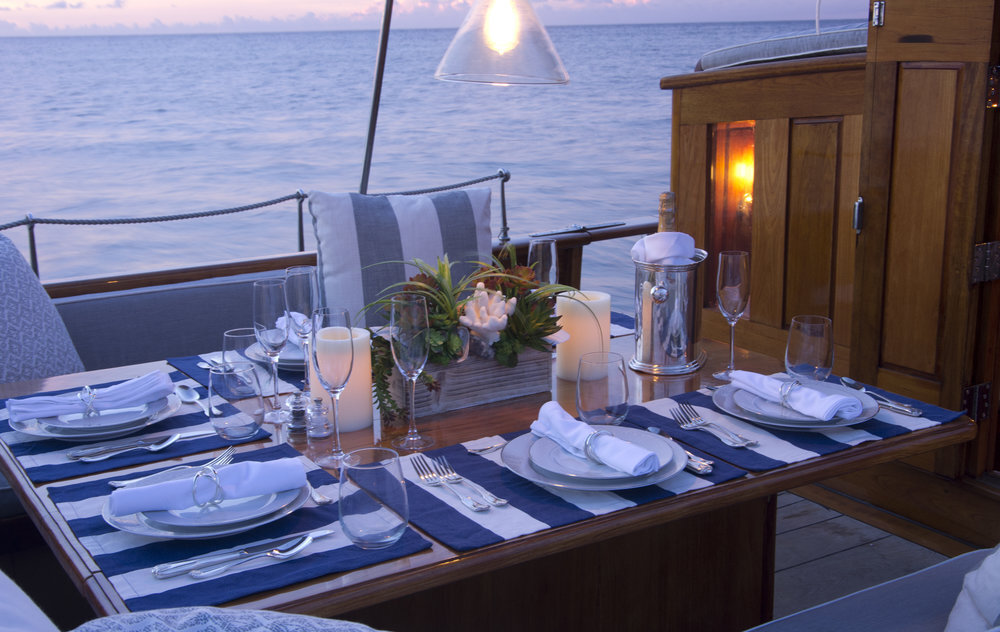 dining on charter yacht