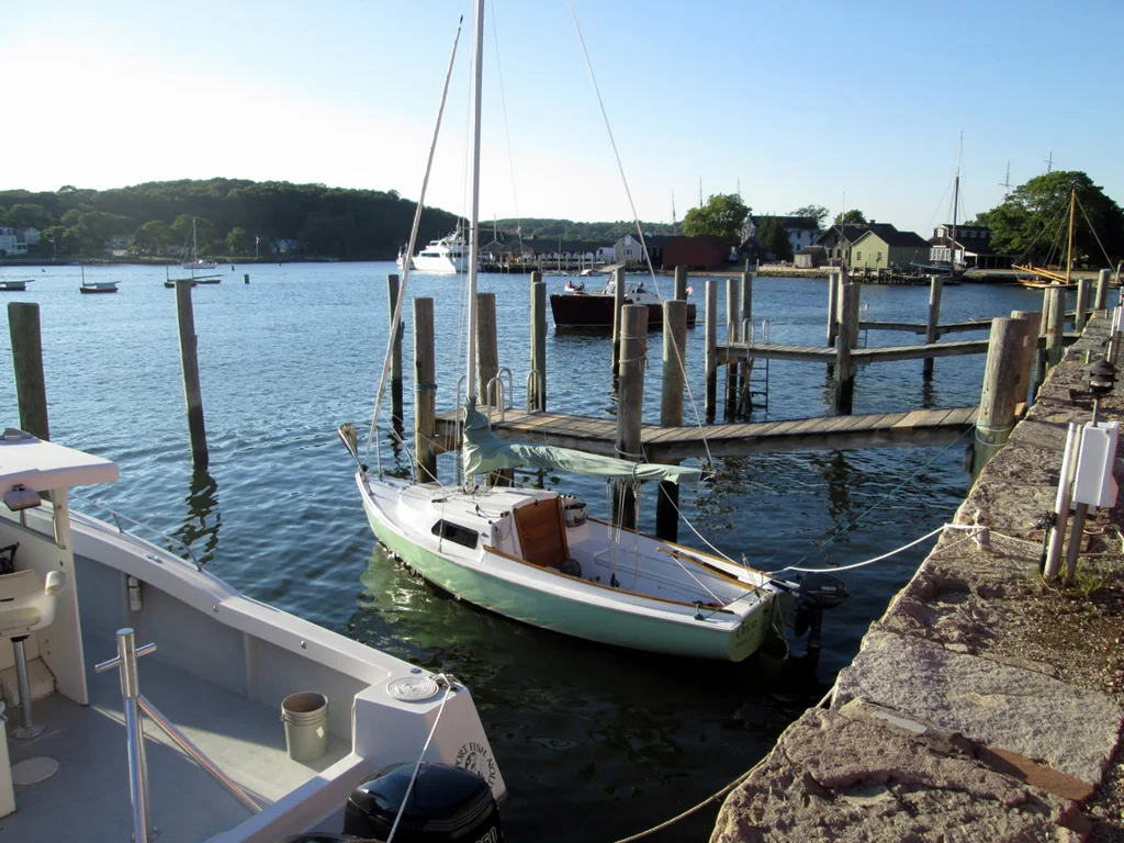 August 2nd: I took my wife and a couple friends sailing to Mystic Seaport. I just love that place, although the fixed docks were not ideal.