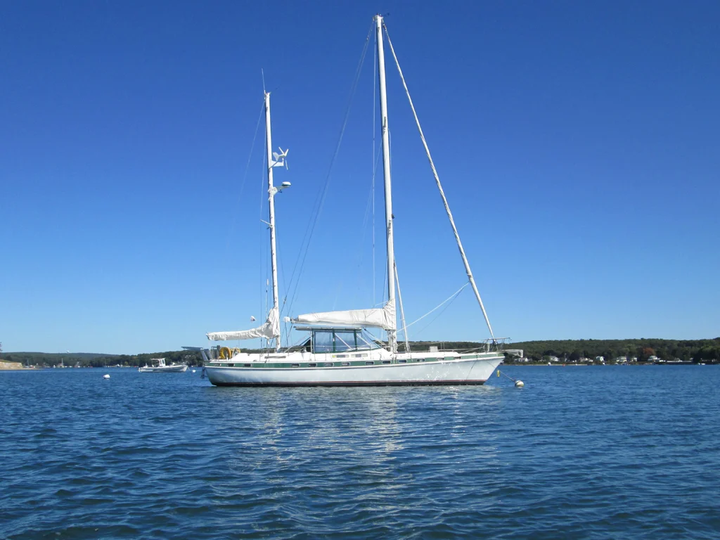 September 23rd: I sailed to Giant's Neck for the first time this year. On the way, I passed this newly-arrived ketch from Seattle on a mooring.