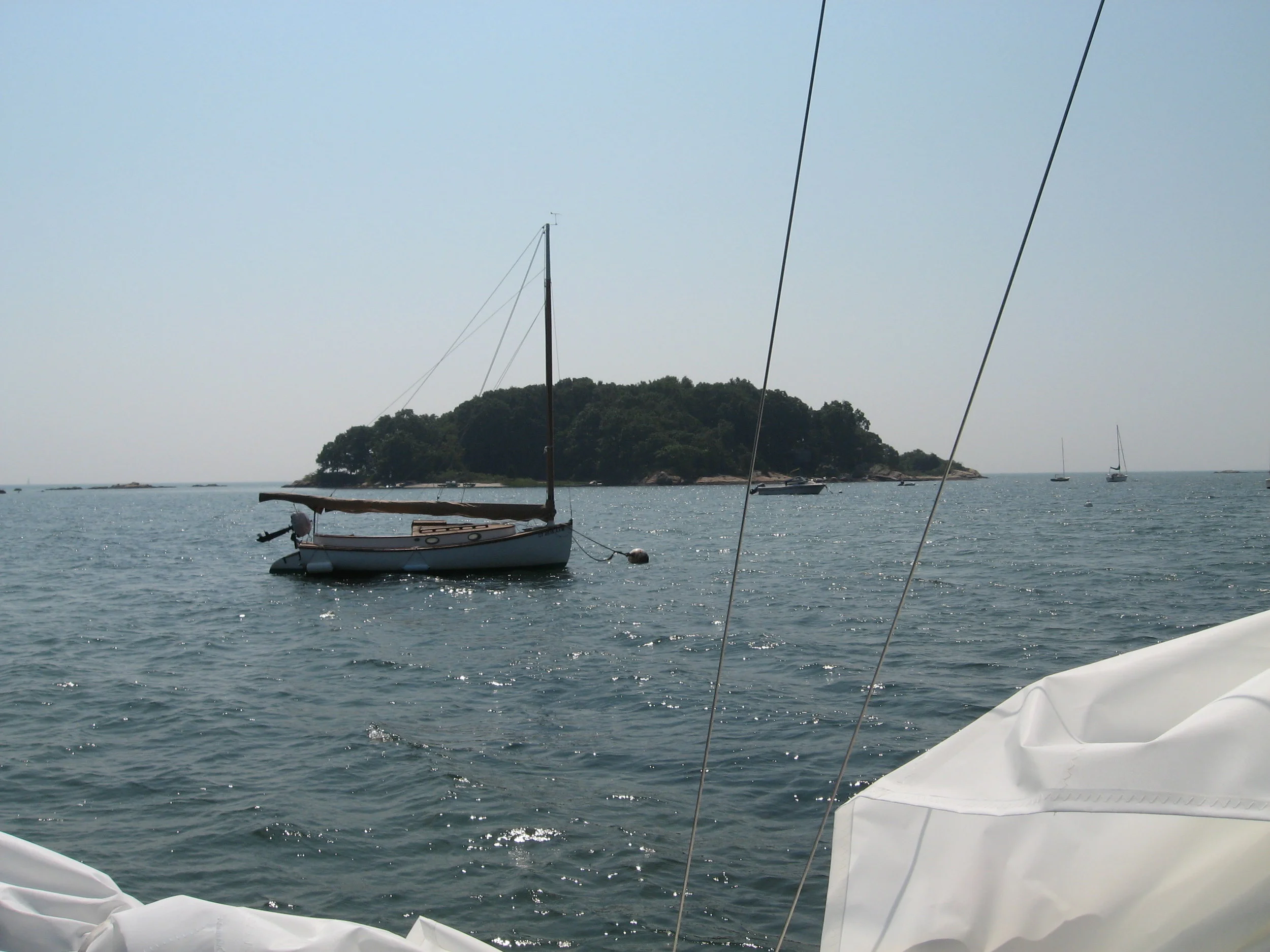 August 31st - Spent most of the day sailing to Giant's Neck. Here I am anchored next to a beautiful catboat.