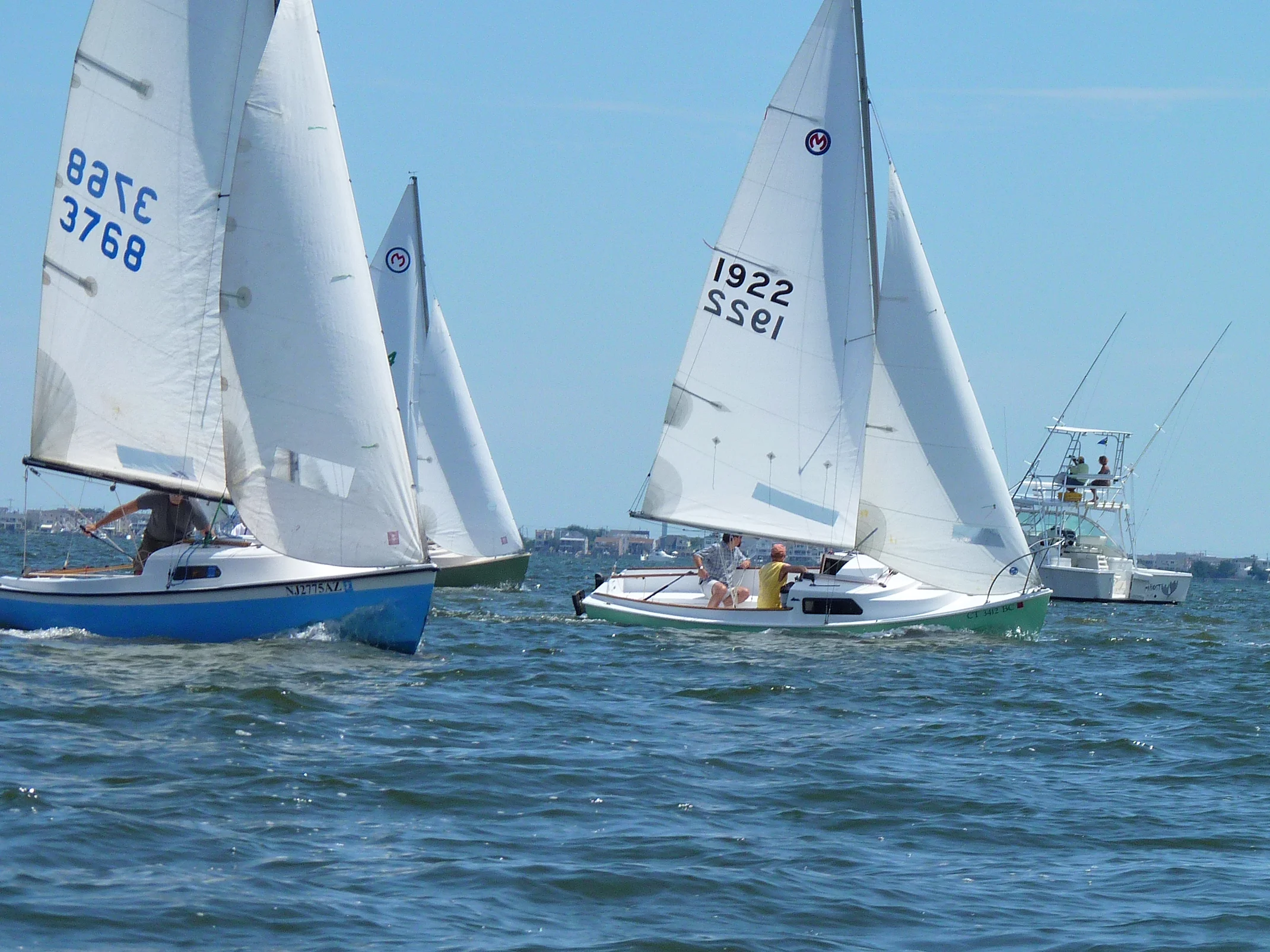 Here is one of the few times we actually had people behind us. ORION showed her colors fairly early as a cruiser, not a racer.
