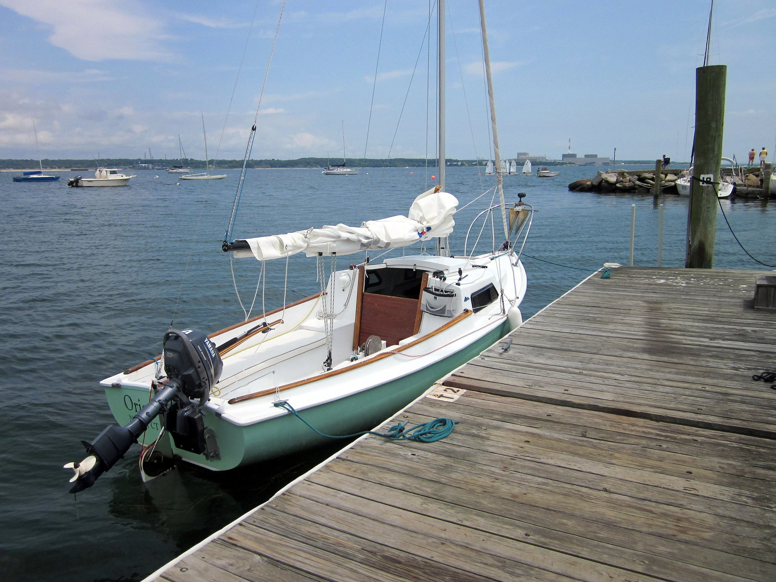 August 1st: Paid a visit to the nearby Niantic Bay Yacht Club to buy some lunch. Notice the fleet of Optimists racing in the background.