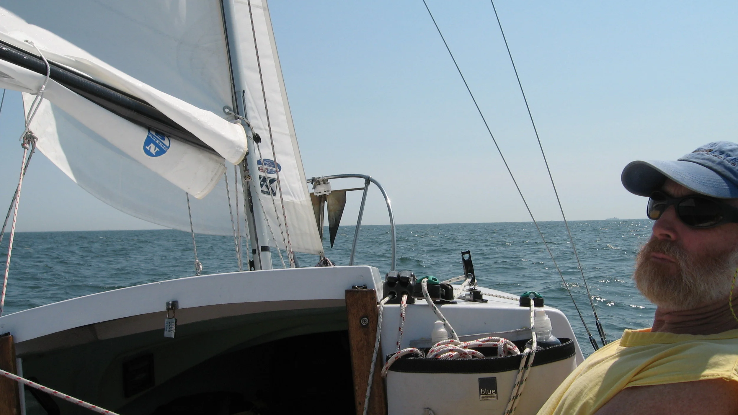 The wind at the mooring was only about 5 knots, but once in Niantic Bay, it picked up to nearly 20.