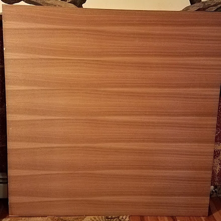  Will purchased a beautiful piece of half-inch marine-grade, sapele mahogany ribbon strip with birch core plywood. 