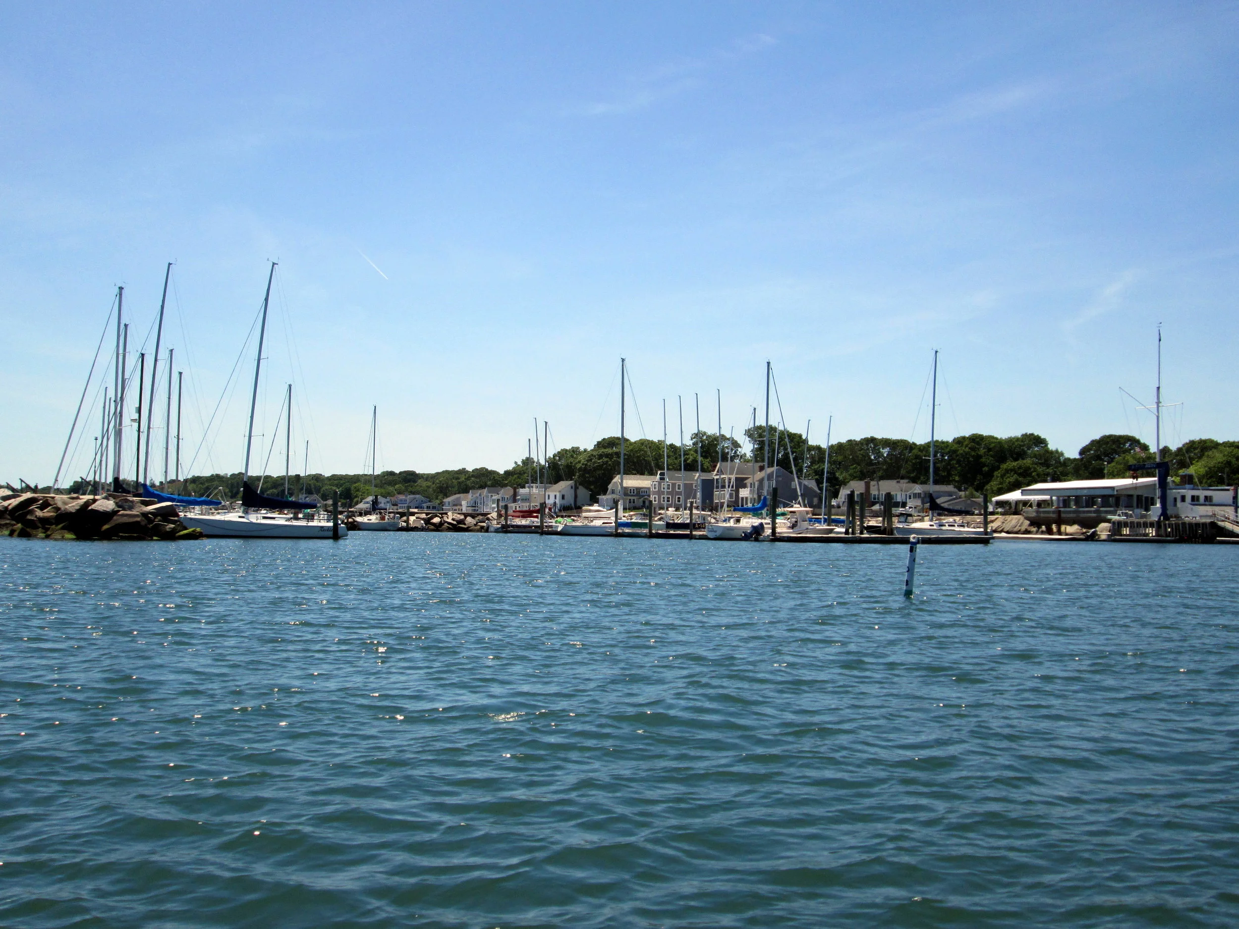  I sailed by the Niantic Bay Yacht Club but didn’t have time to stop and walk around. There are still some empty slips, but the Club is almost full. 