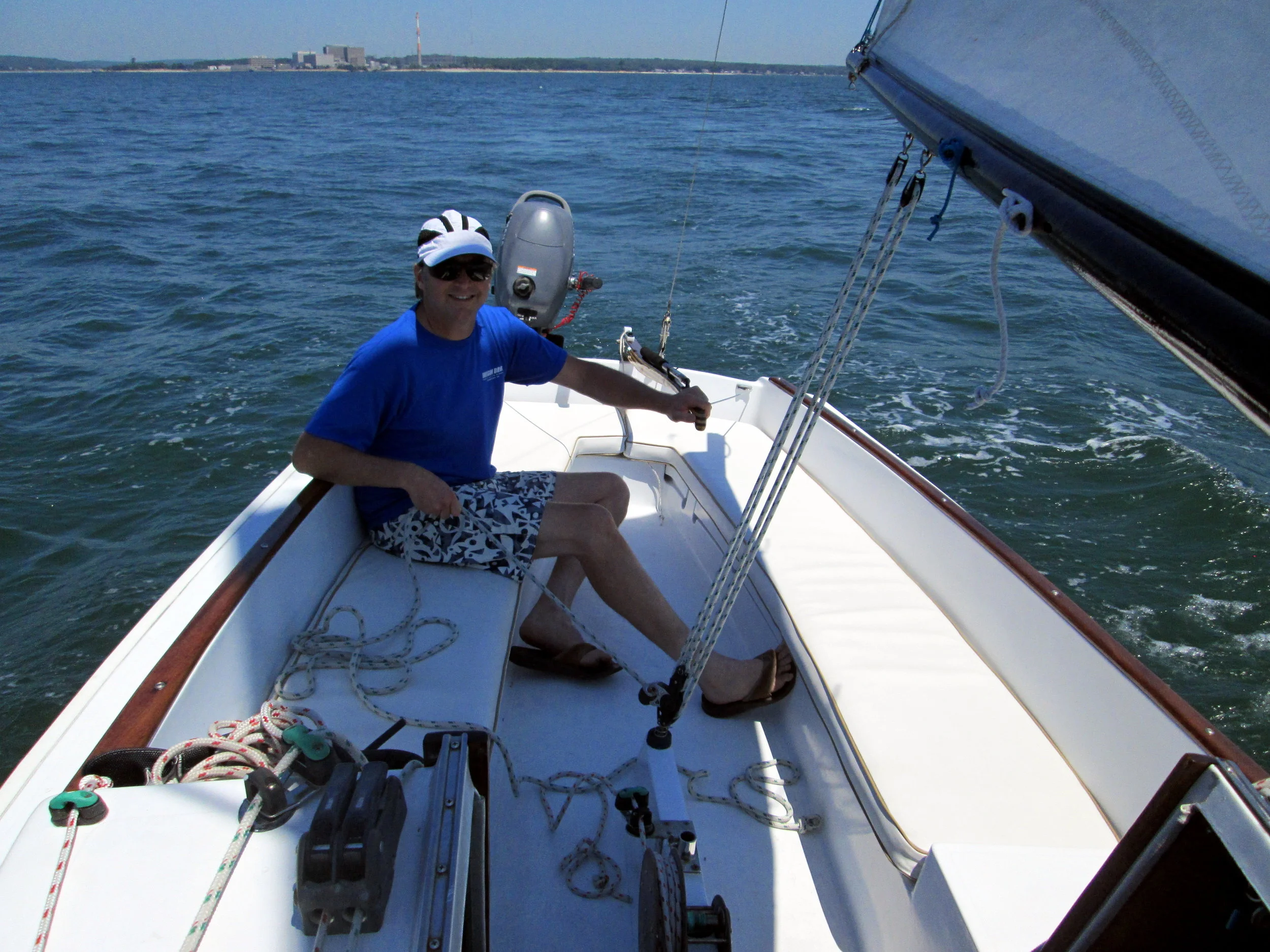  July 10th: I went sailing with my friend T Tack Ryan who is looking to buy a Mariner. He lives in Niantic, just a short distance away from the River where ORION is moored! 