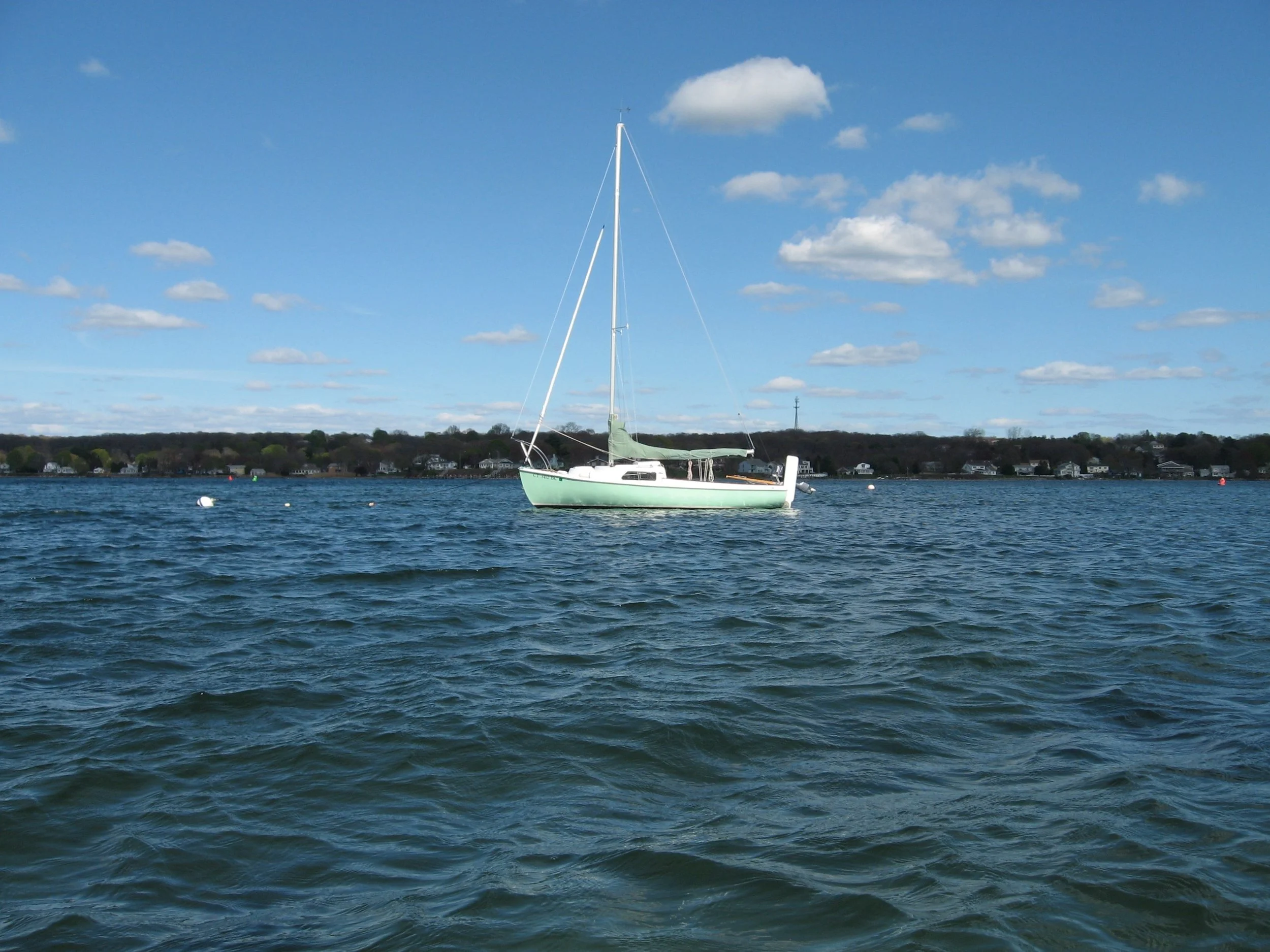 April 19th, 2010 - first launch of the season! Despite some launching mishaps, she finally got to her mooring.