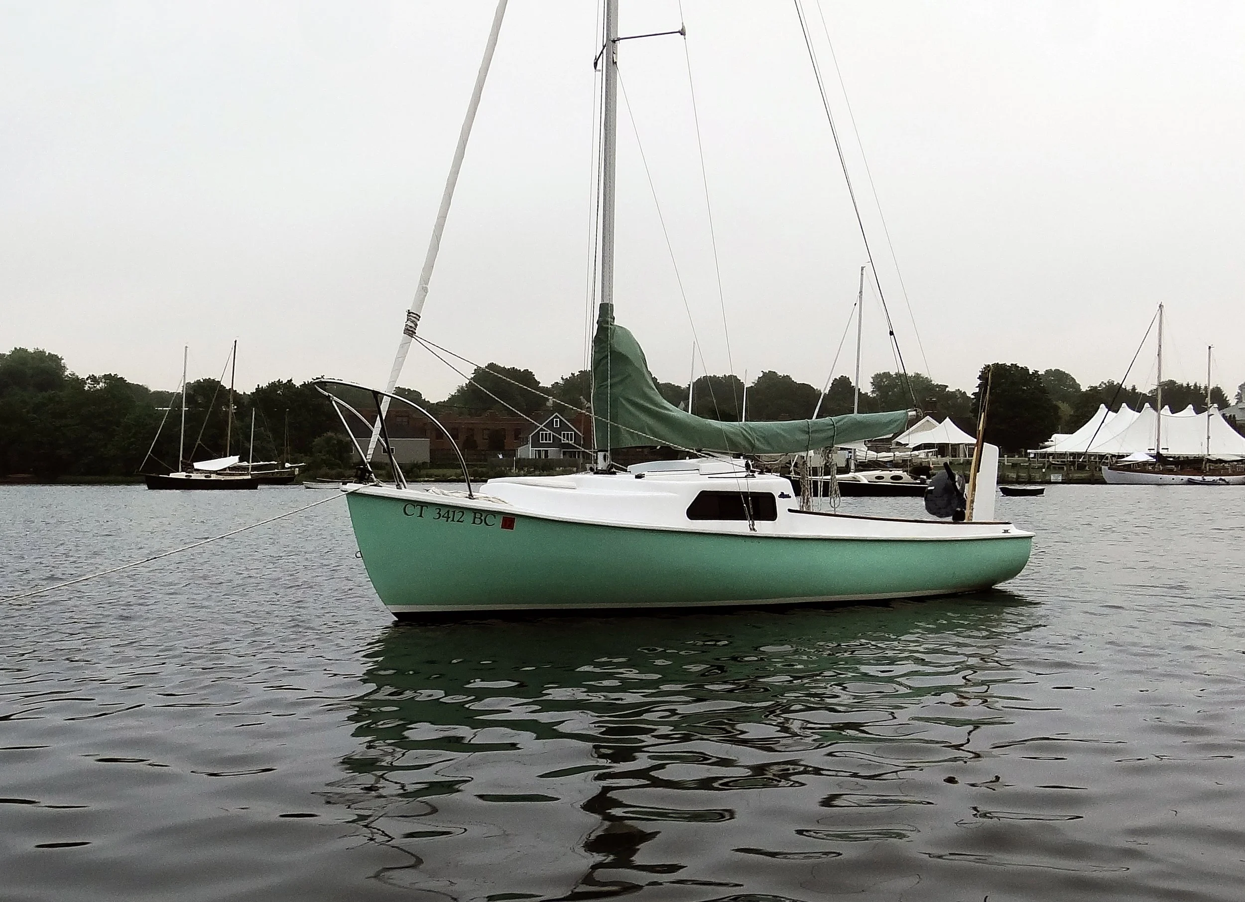 It was the weekend of the famous WoodenBoat Show, and we set our hooks in the nearby anchorage.