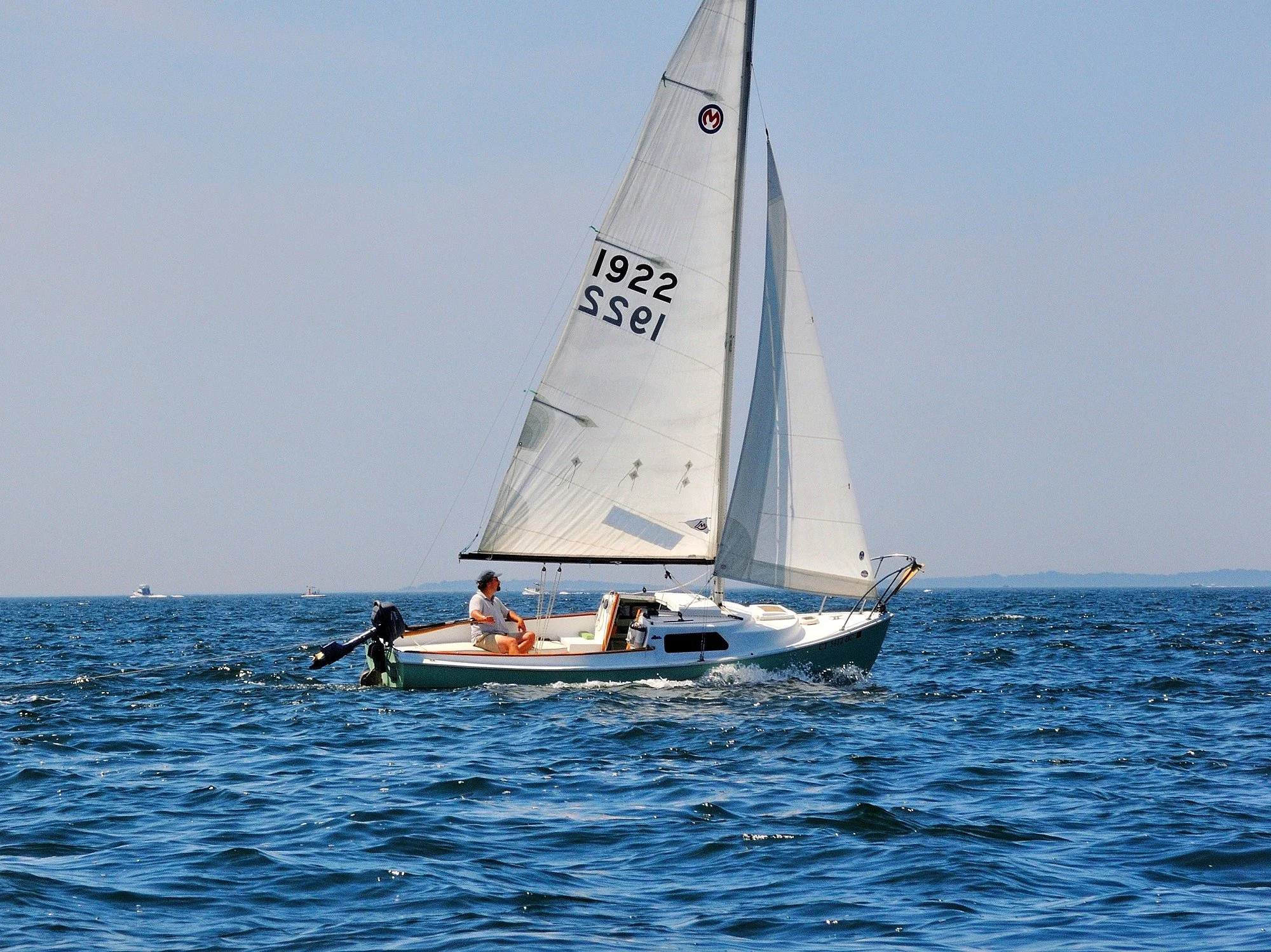 We had a perfect breeze for a lively sail back to Niantic, and the whole weekend was a great success. 148 pictures are now available at my Google photo album, and photos from other Rendezvous participants can be viewed here.