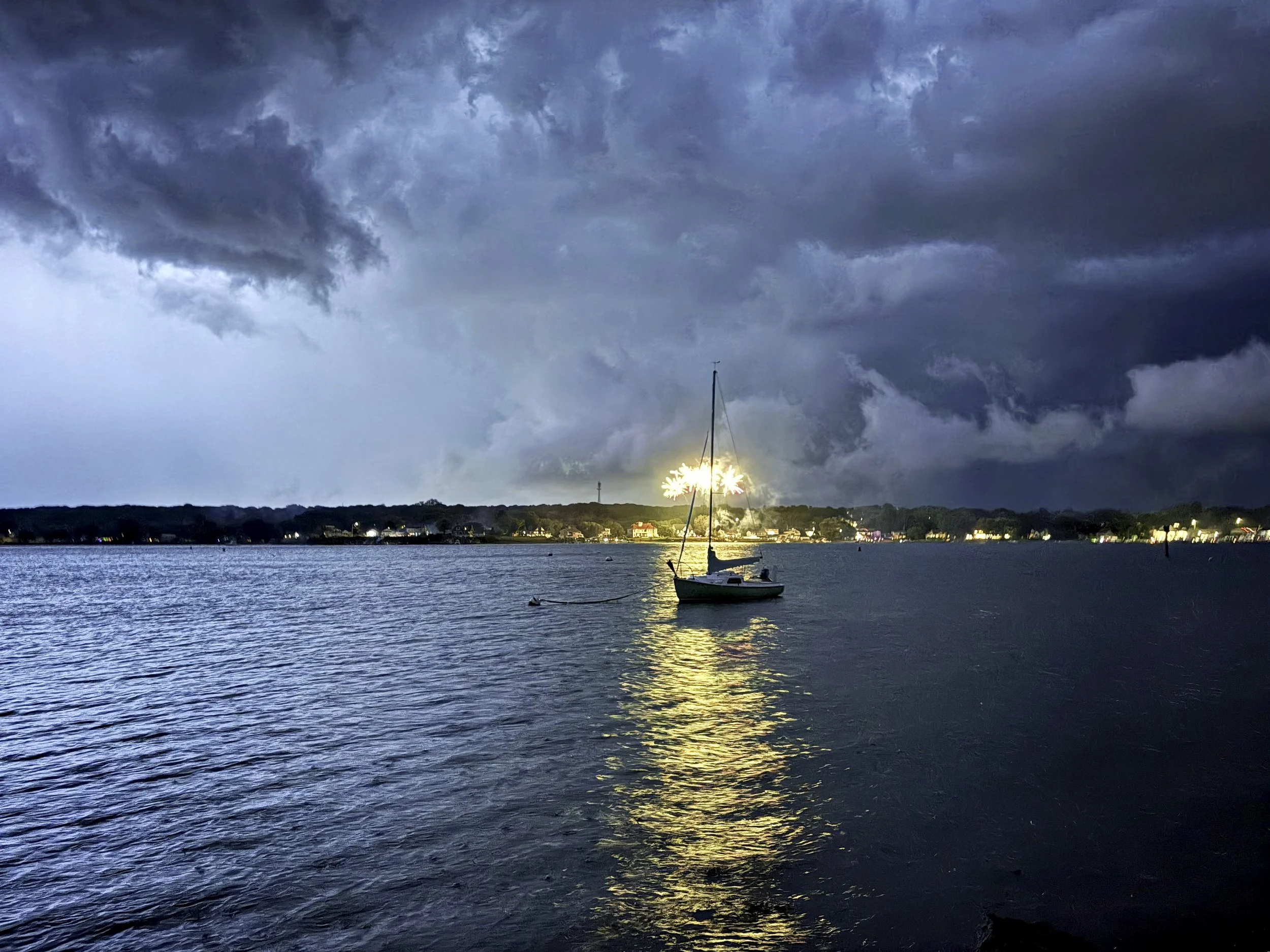 July 5th: ORION was photographed in front of fireworks going off across the river in Waterford.