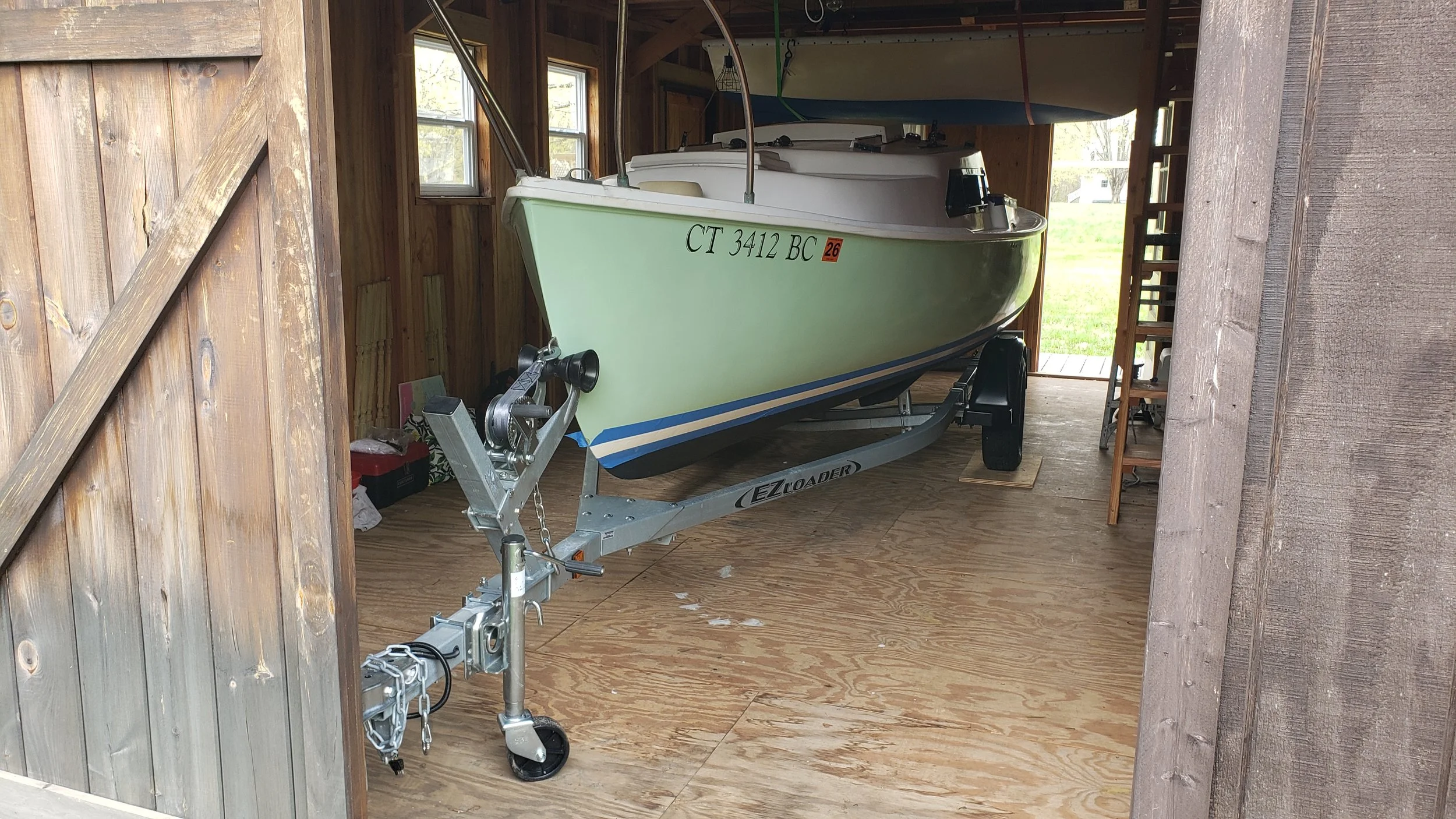 Thankfully, the new EZ Loader trailer, while slightly bigger, still fits in the boatshed.