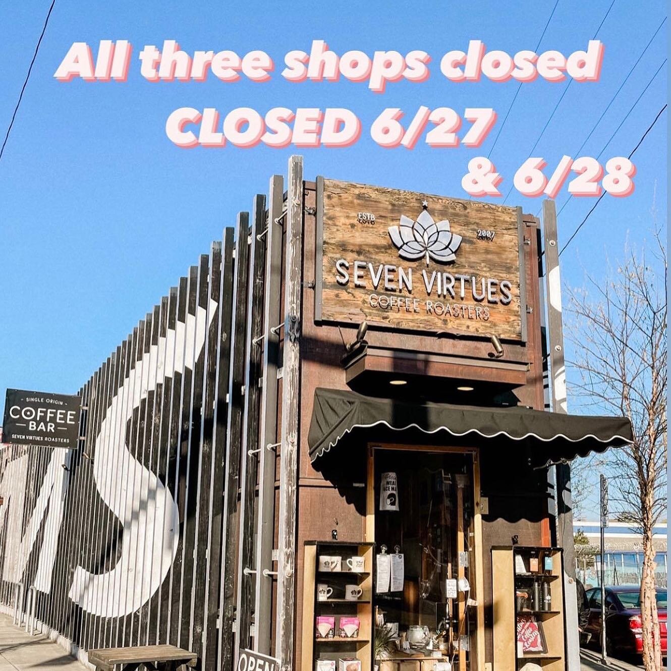 It&rsquo;s too dang hot! All three of our shops will be closed tomorrow and Monday (6/27, 6/28) while we beat the heat. See y&rsquo;all next week when things cool down. Stay safe and stay hydrated out there. Cooling centers are being opened for those