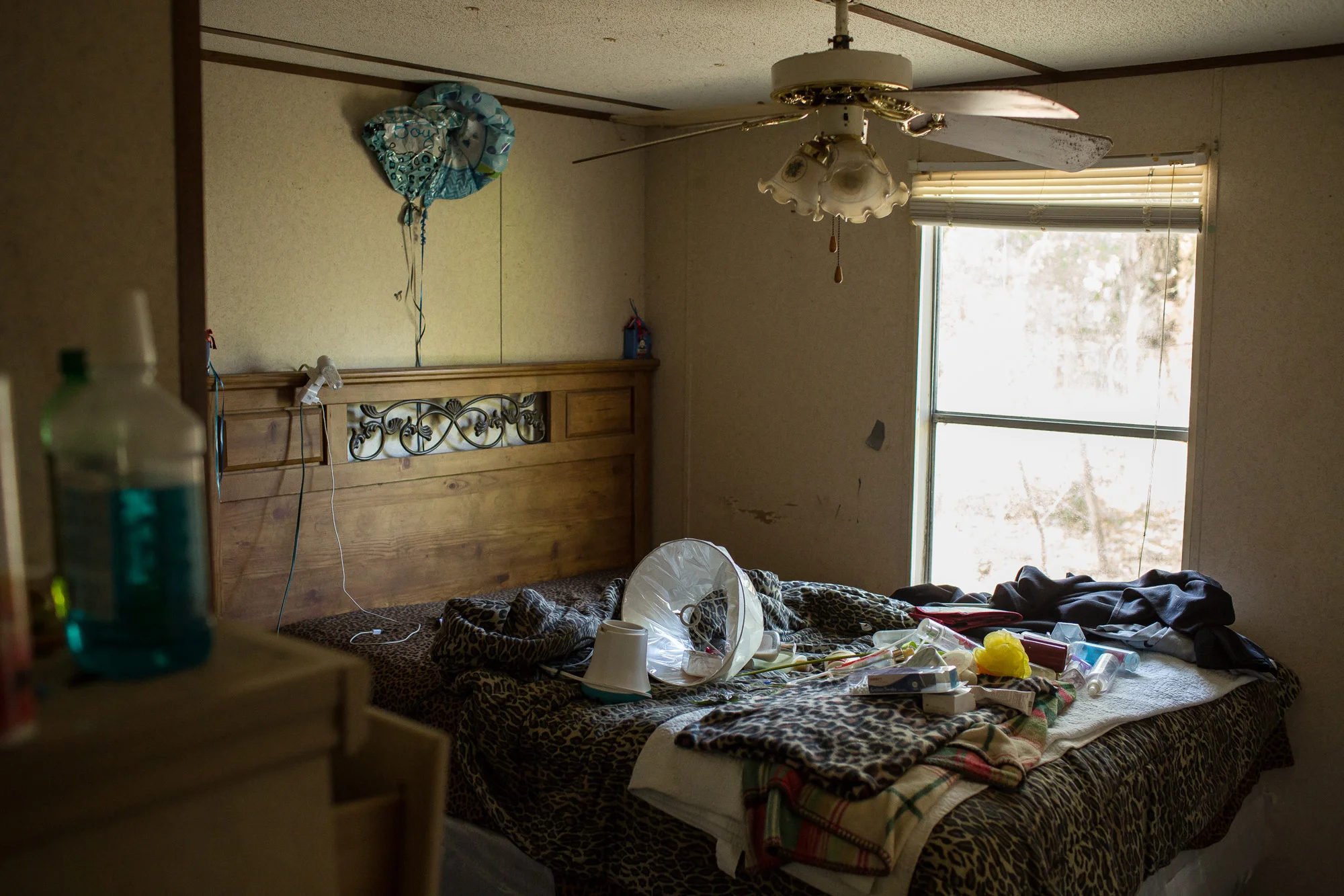 A bedroom inside the trailer where Betty Mungin, 55; Alexis Mungin, 29 and her unborn twins; and Armani Mungin, 8 were shot and killed in May 2016.