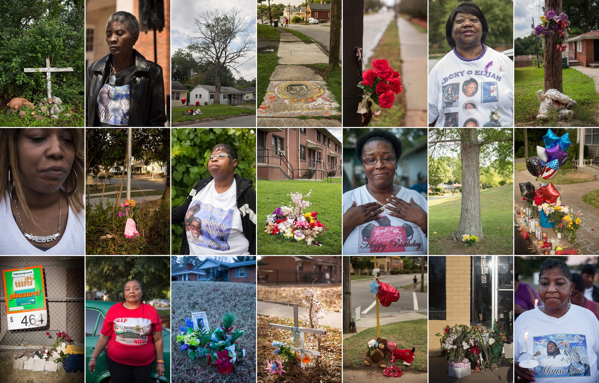  Mothers of murder victims and memorials to the slain in Durham.   