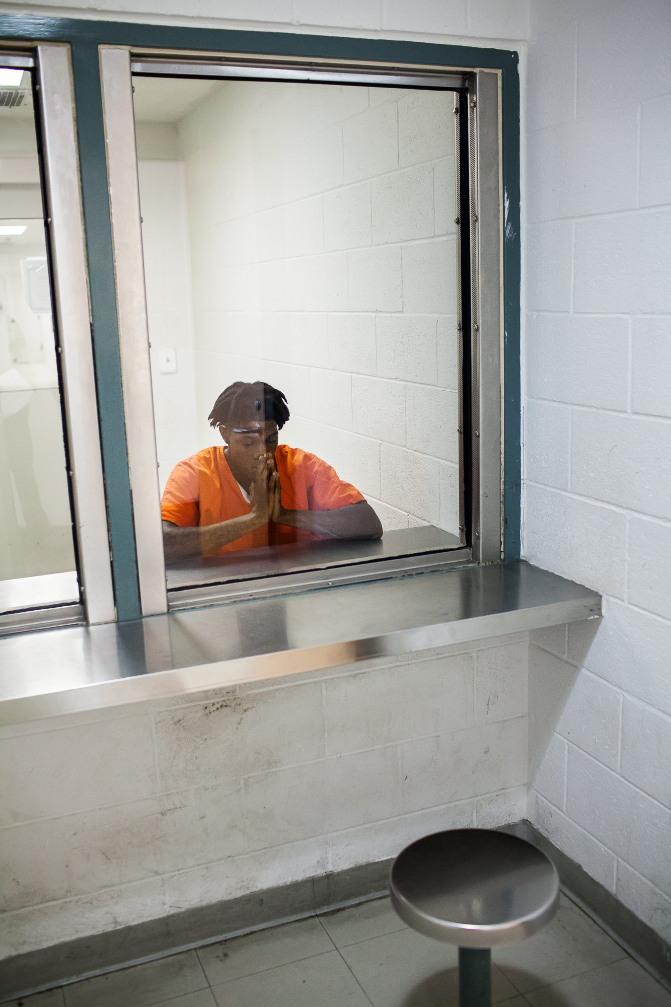  Rashard Johnson at the Durham County Detention Center after being arrested for cutting off his house arrest ankle monitor, violating his probation, and going on the run for two months. Without a GED or a job, Rashard couldn’t repay his restitution a