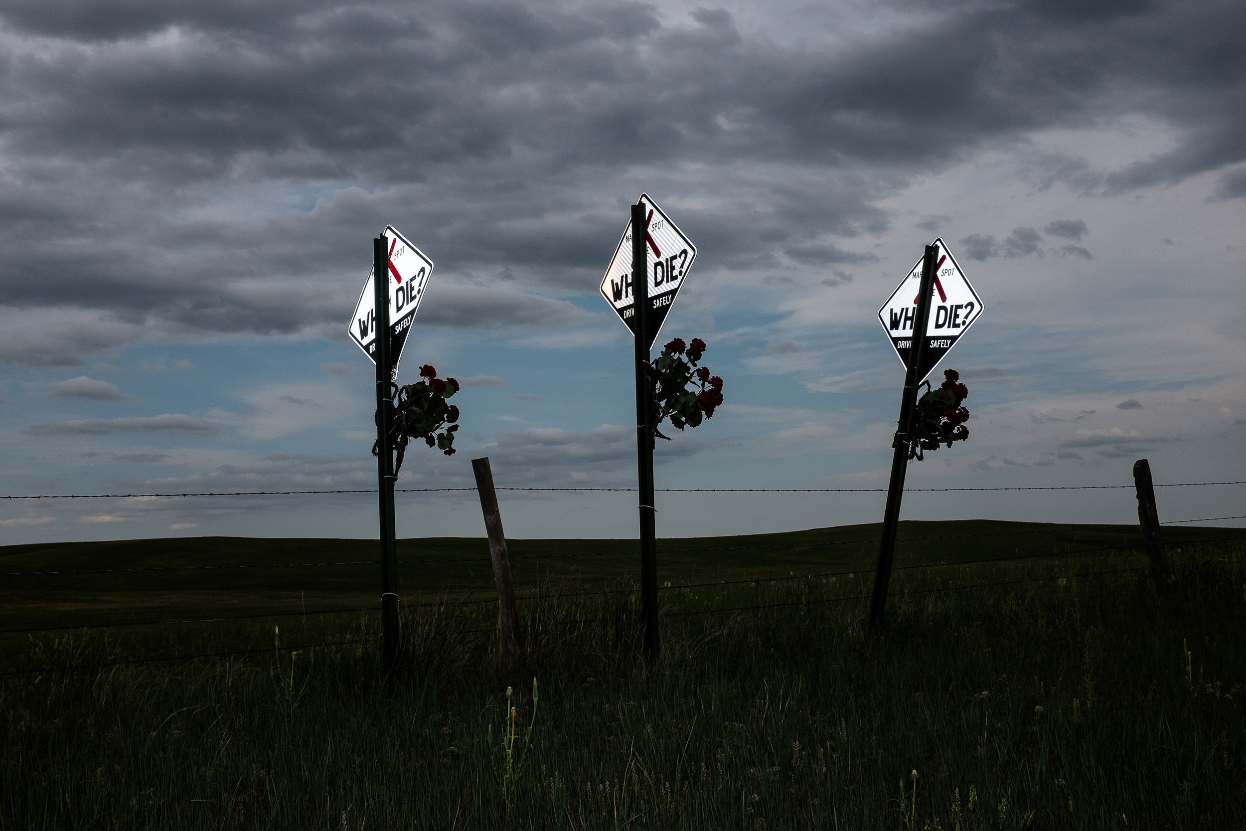  Traffic fatality markers dot the roadsides all across South Dakota. A cluster of markers represents multiple fatalities in one incident. 