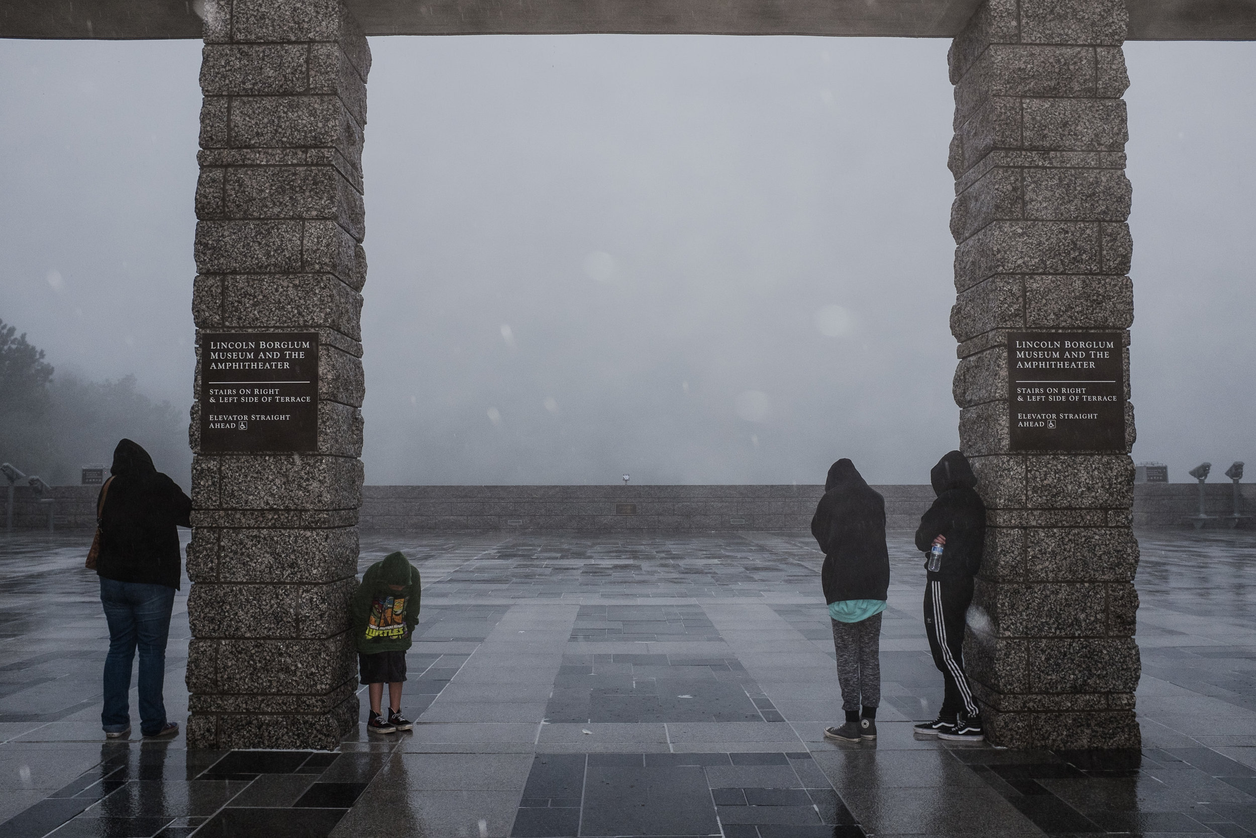  Mount Rushmore vanished by fog.  