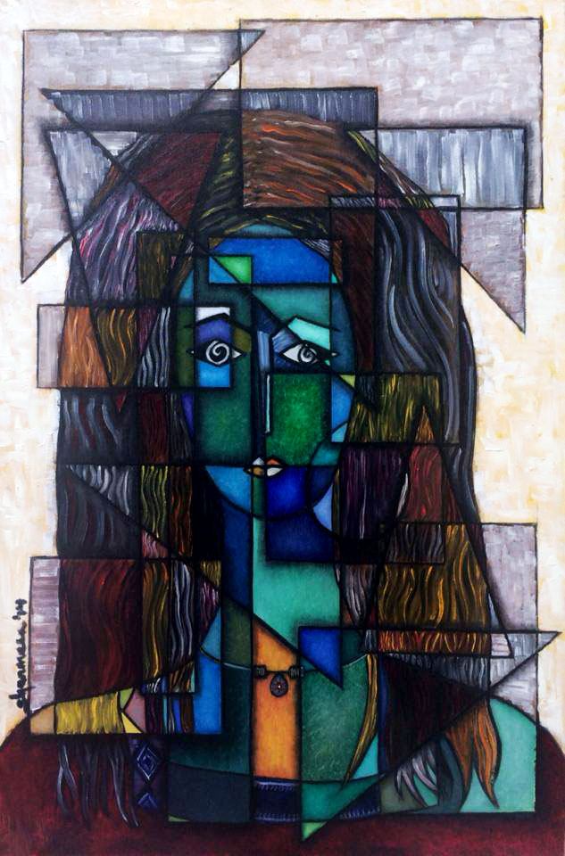 REFLECTION. Oil on Canvas. 35.5"x23.5". 2014. The fragmentation of the self.