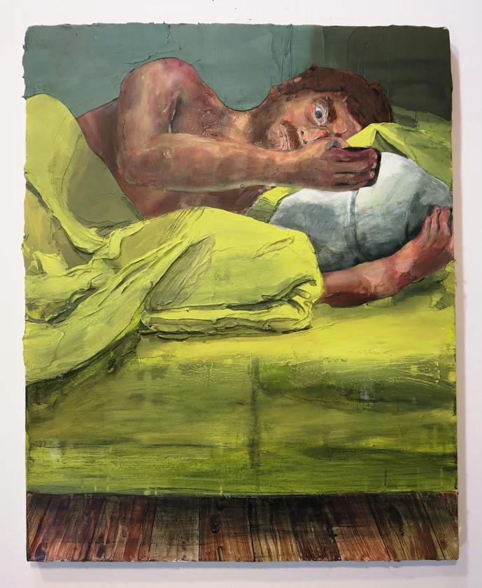 In bed on the phone