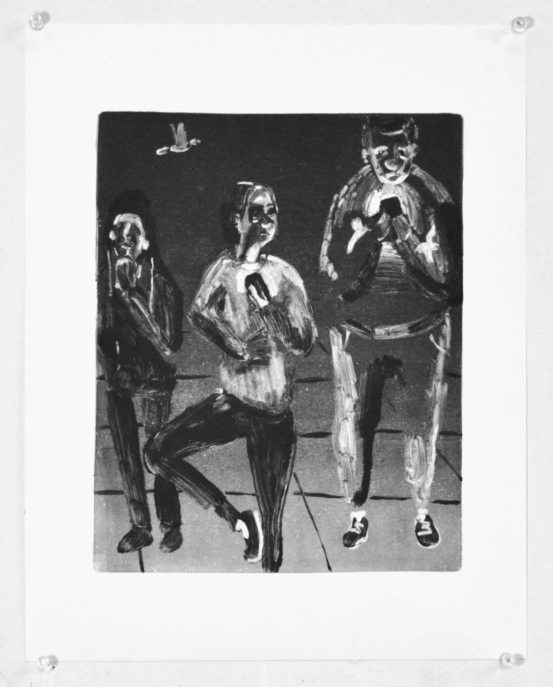 Dancer and Men on Phones