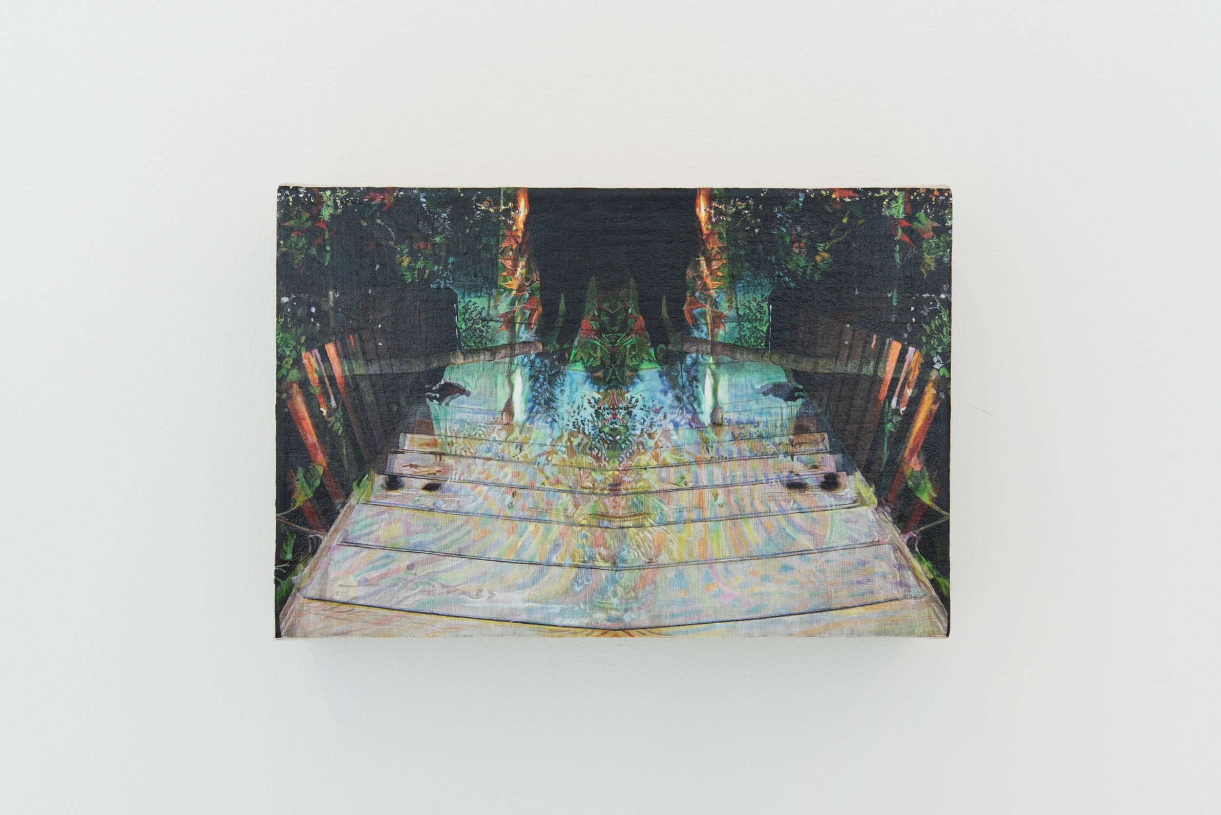   Suivre le Nord magnétique ,  Johannie Séguin , acrylique sur toile de lin, 5 x 7 ½ pouces, 2021  Crédit photo: Donald Trépanier  Disponible chez  Rock Lamothe - Art contemporain  